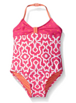 Tommy Bahama Little Girls' One Piece Halter Swimsuit, Pink, 4