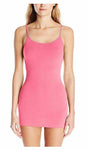 PURE STYLE Women's Long Cami Tank w/Built in Bra & Adjustable Strap, Fuchsia, M