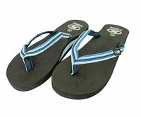 X-Wave Black Beach Slippers with Blue Strap Womens Size: 5.5