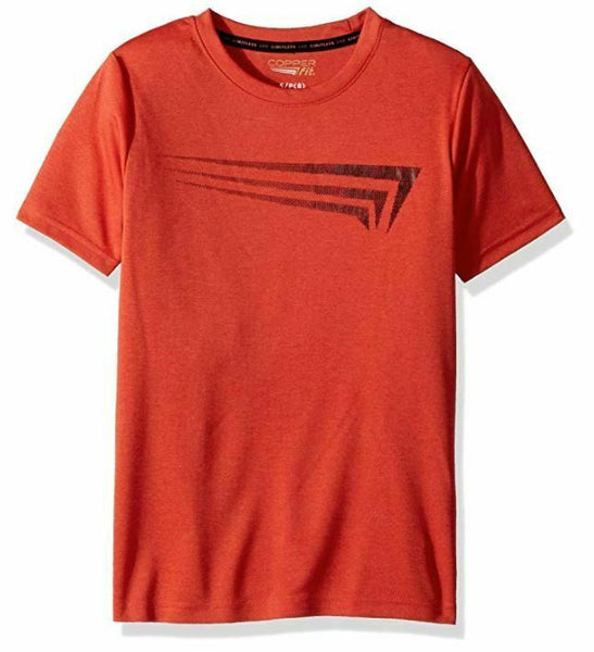 Copper Fit Big Boys' Short Sleeve Graphic T-Shirt, Lava Orange Heather, Small 8