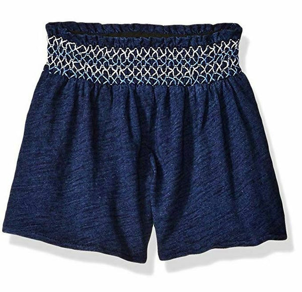 Flapdoodles Baby Girls Knit Short with Smocked Waist Band, Navy, 18 Months