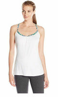 NUX Women's Asana Top, White/Palm Beach, Medium