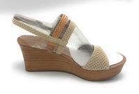 UGG Women's Lira Mar Wedge Sandals, Embossed Straps, Beige, Size 7 - New In Box
