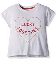 Lucky Brand Little Girls' Short Sleeve Attitude Tee Shirts, Luna White, 6