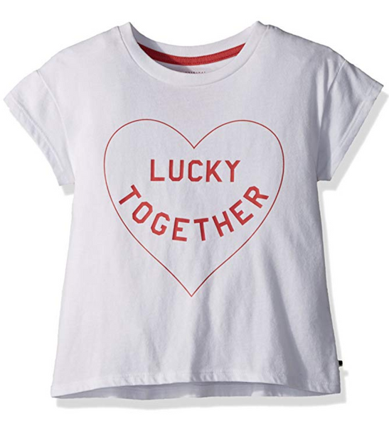 Lucky Brand Little Girls' Short Sleeve Attitude Tee Shirts, Luna White, 6