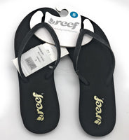 Reef Women's Stargazer Thong Flip Flop Sandal, Black/Black, 8 M US - New!