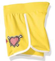 Dream Star Girls' Little French Terry Short with Screened Patches, Yellow, M/5