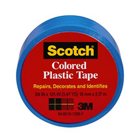 Scotch 190BL Colored Plastic Tape, 3/4 x 125-Inch, Blue