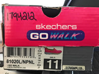 SKECHERS KIDS Go Walk 81020L Canvas Kids Slip On Shoes Neon Pink Girls 11 US