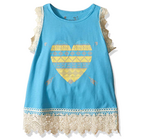 Dream Star Girls' Little Aztec Heart Screen Tank BlueJay XL