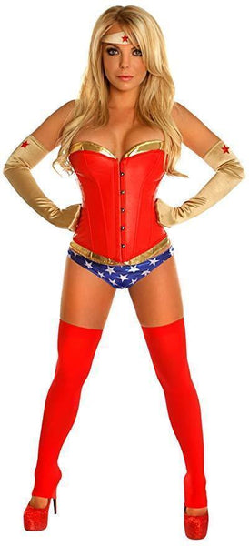 Daisy corsets Women's 4 Piece Sexy Superhero Halloween Costume - Size Medium
