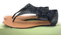 Sarah Jayne Girl's Ginger Bow Slingback Thong Sandal Black Big Kid 3 M US