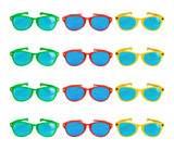 Pudgy Pedro's Party Supplies 11" Jumbo Sunglasses 12 Pack - Green, Red, & Yellow