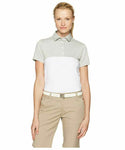 REDVANLY Women's Grace Polo Tee, Grey/White, Large