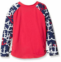 Hatley Little Girls' Anchors Rash Guard, Red, 4