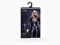 Fever Women's Skeleton Costume Catsuit with Cap Sleeves
