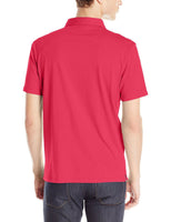 Calvin Klein Mens Cotton Short Sleeve Blocked Ottoman Polo, Geranium Pink, Small