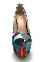 Shi by Journeys Multi-Color Maniac Retro Stiletto Pump High Heel Geometric 6.5 M