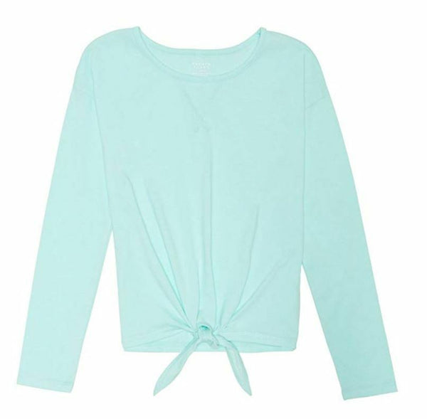 French Toast Girls' Long Sleeve Tie Front Top - Light Blue - Size 2T