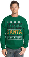 Hanes Men's Ugly Christmas Sweatshirt,santa is not real/emerald night,Small