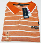 U.S. Polo Assn. Men's Big-Tall Embellished Pencil Stripe Polo Shirt Orange 2XL