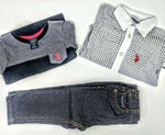 U.S. Polo Assn. Baby Boys Long Sleeve, T-Shirt & Pant Set, Multi Plaid-KAFA, 18M