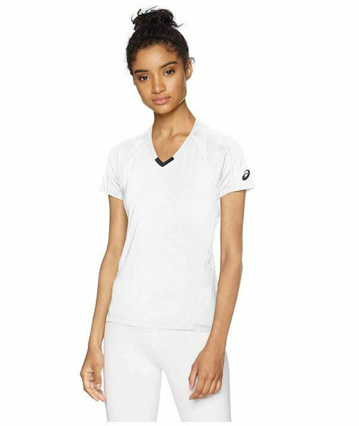 ASICS Women's Jr. Upcourt Shorts Sleeve Jersey, White/White, Medium