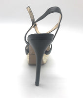 Report Womens Ankle Strap Stiletto High Heel Vallerie Black and Gold 7 M US