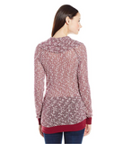 Derek Heart Juniors Long Sleeve Cowl Neck Raglan Top with Side Gathers, Wine, M