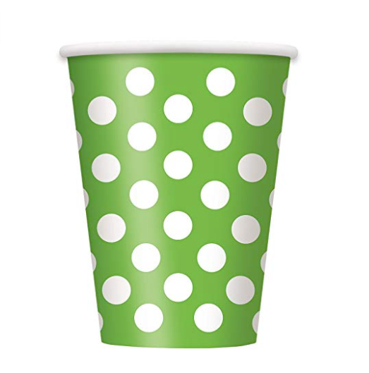 Unique Lime Green Polka Dot Party Cups 6 Piece 12 oz.