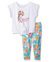 French Toast Girls Toddler Short Sleeve Tie Front Tee & Capri Legging Set 2T