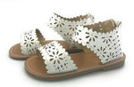 Sarah Jayne Girl's LIZ Flat Zip Up Sandal w/Cut Outs, White 7 Toddler US