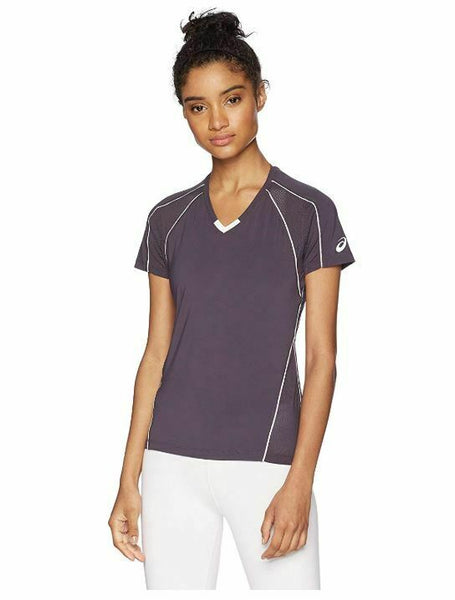 ASICS Women's Jr. Upcourt Shorts Sleeve Jersey, Steel Grey/White, Medium