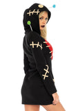 Leg Avenue Women's Cozy Voodoo Doll Costume, Black, Medium