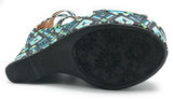 Shi by Journeys Womens Follow Me Platform Wedge Sandals, Turquoise Print, 6.5 M