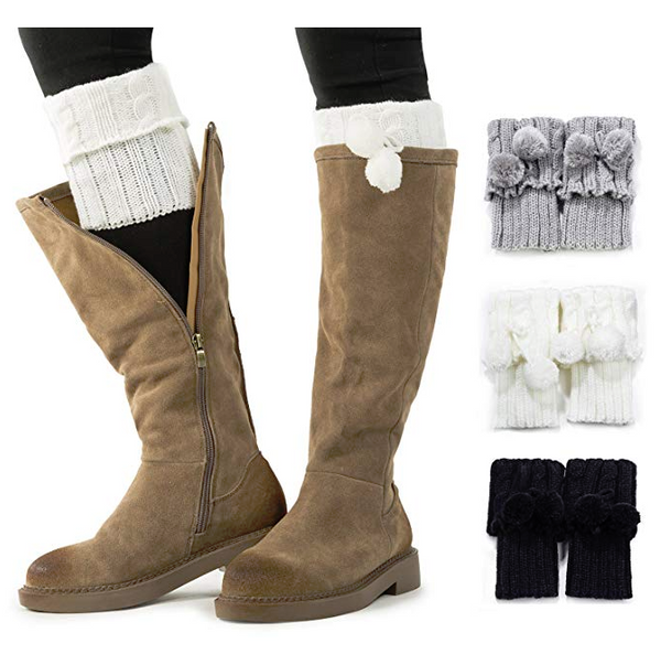 Women Boot Knit Cuffs ,Short Crochet Leg Warmers, Variety of Styles, 3 Pairs