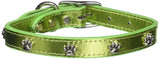 OmniPet Signature Leather Dog Collar with Paw Ornaments, Metallic Lime Green,...