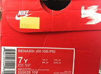 Nike Kid's Benassi Just Do It Slide Sandals, White/Black, Size 7Y