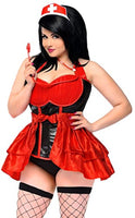 Daisy Corsets Top Drawer 4 Piece Dark Nurse Halloween Costume, Red, 3X (Damaged)