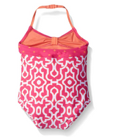 Tommy Bahama Little Girls' One Piece Halter Swimsuit, Pink, 4