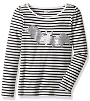 Crazy 8 Girls' Big Striped Graphic Tee, Bat, XS