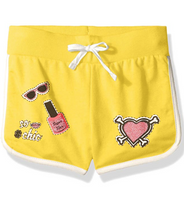 Dream Star Girls' Little French Terry Short with Screened Patches, Yellow, M/5