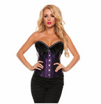 Starline - Women's Feather and Lace Satin Corset - Purple - Size XL