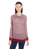 Derek Heart Juniors Long Sleeve Cowl Neck Raglan Top with Side Gathers, Wine, M