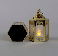 6 Gold Mini Holographic Star Lanterns, 5", Warm White LEDs, Batteries Included
