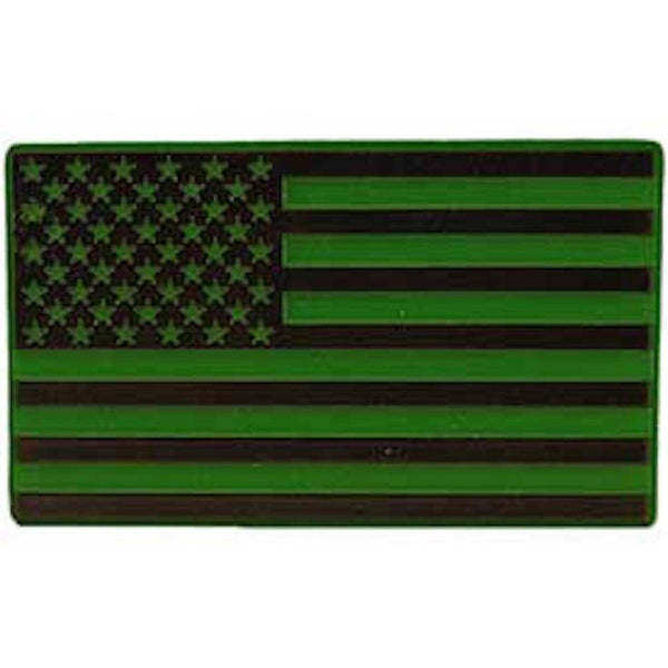 USA Flag, Green Subdued Refrigerator Magnet - 3” x 1.75”