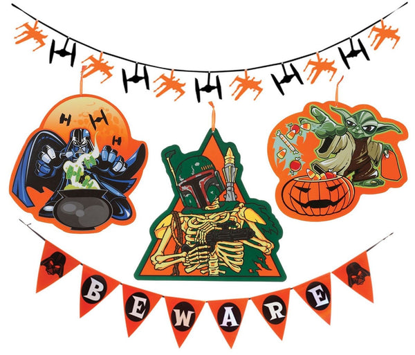 Star Wars Halloween Party Decoration Kit, Darth Vader, Yoda, Boba Fett, 5pc.