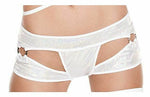 Roma Women's Two-Tone Cut-Out Thong Shorts with O-Rings, White, Medium/Large