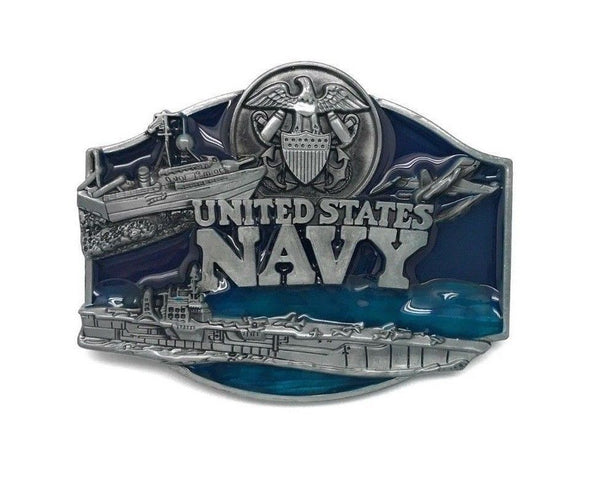 U.S. Navy Logo Jets Aircraft Carrier Belt Buckle, 3" x 2.5"