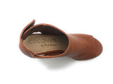 Coconuts by Matisse Peep Toe Bootie Block Heel Faux Leather Cognac Brown Sz 5.5